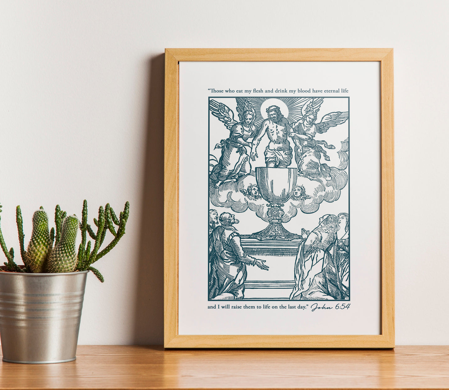 The Eucharist digital print | download | catholic art | vintage prayer card | First communion | gift | Jesus Christ | printable | Blue