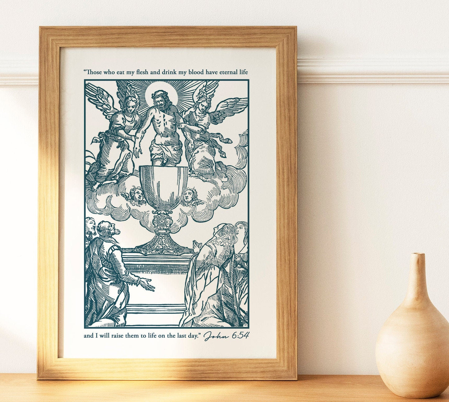 The Eucharist digital print | download | catholic art | vintage prayer card | First communion | gift | Jesus Christ | printable | Blue