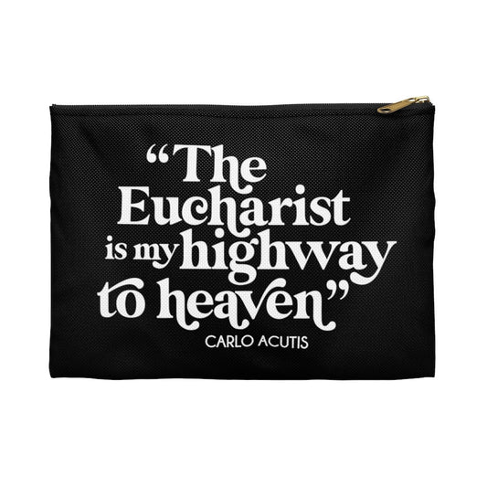 Bl Carlo Acutis The Eucharist is my highway to heaven  Black Accessory Pouch