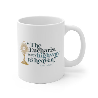 The Eucharist is my Highway to Heaven White Ceramic Mug | Carlo Acutis | Catholic gift | confirmation | first communion |