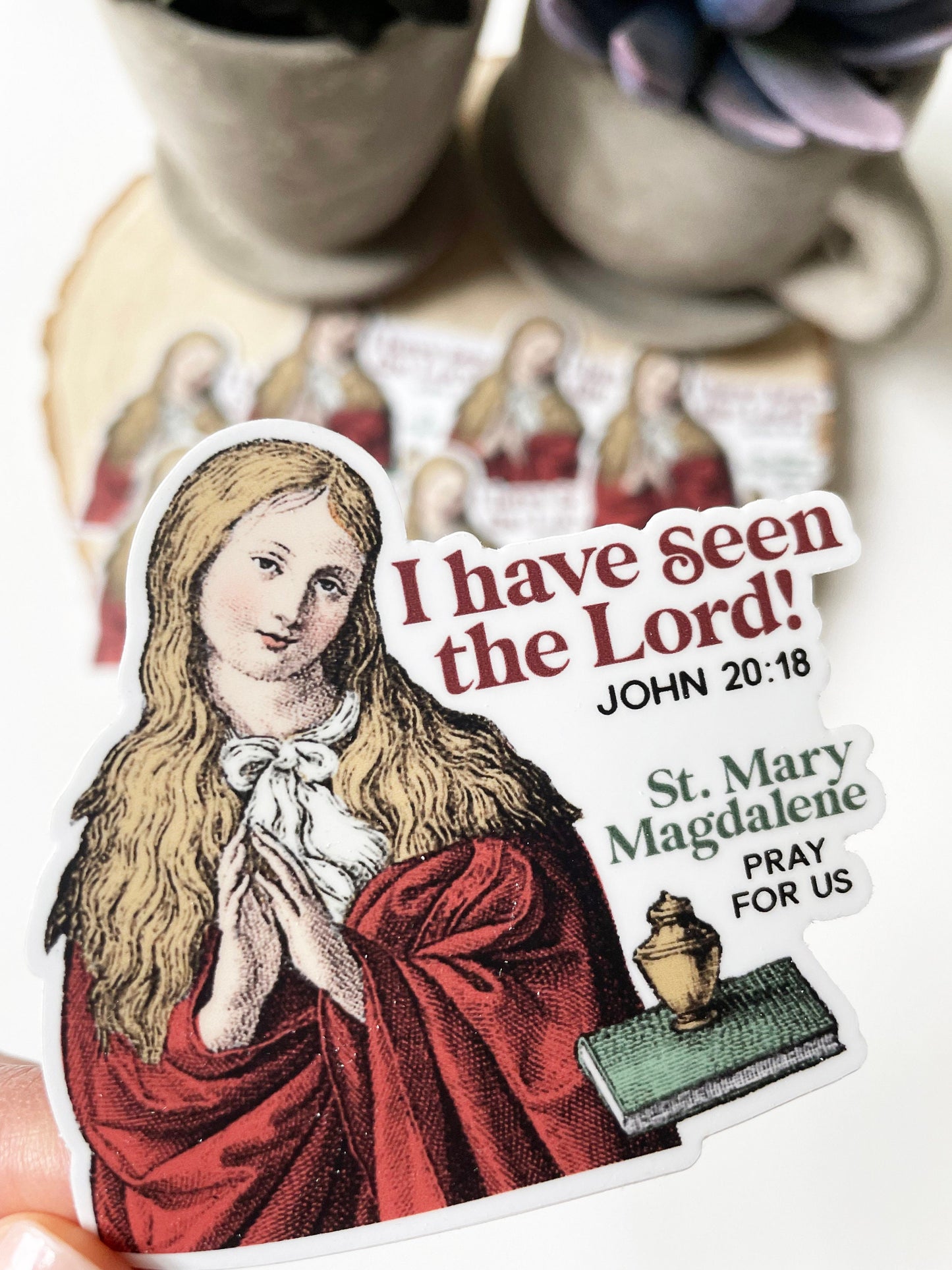 St. Mary Magdalene Waterproof Sticker | I have seen the Lord