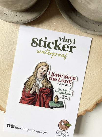 St. Mary Magdalene Waterproof Sticker | I have seen the Lord